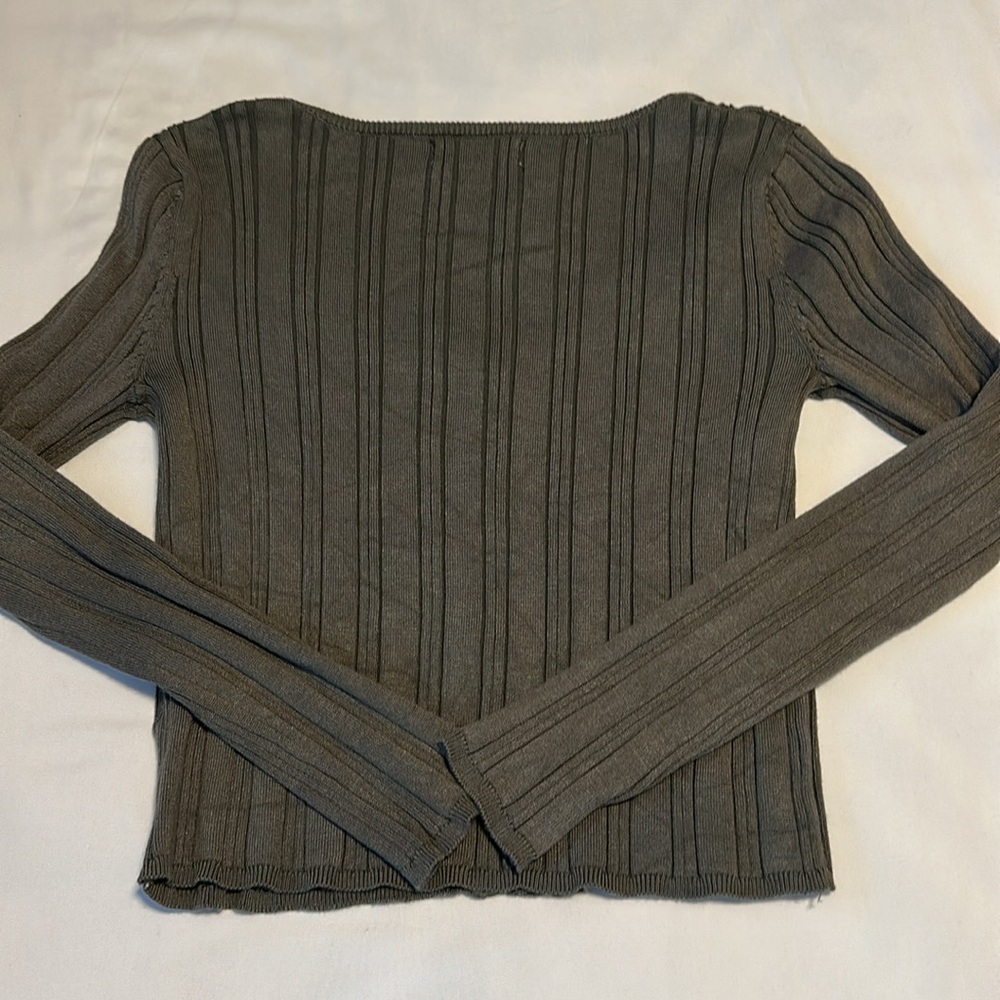 Pink Republic Olive Ribbed Zipper Top Size Large - Picture 4 of 4
